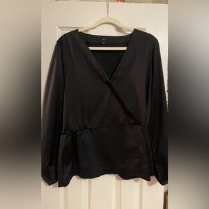 Black wrap effect blouse